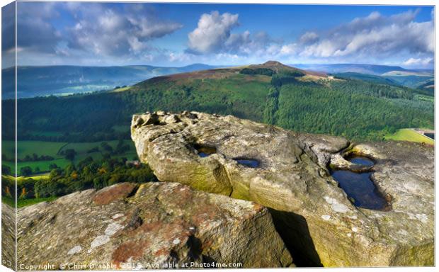 Win Hill from Bamford Edge                    Canvas Print by Chris Drabble