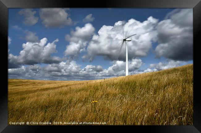 Wind Turbine at full tilt                          Framed Print by Chris Drabble