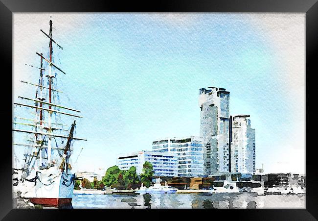 Marina and waterfront in Gdynia Framed Print by Wdnet Studio