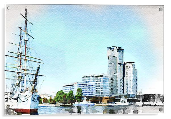 Marina and waterfront in Gdynia Acrylic by Wdnet Studio
