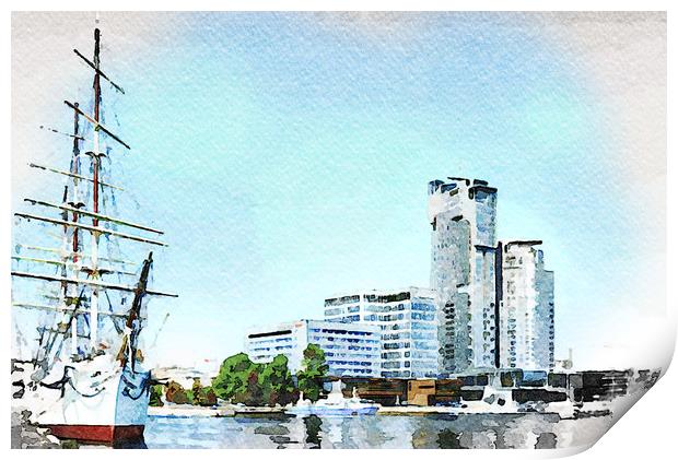 Marina and waterfront in Gdynia Print by Wdnet Studio
