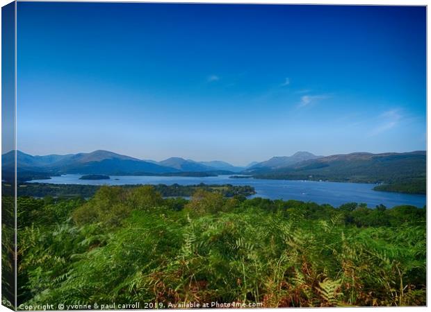 Loch Lomond islands & mountains from Inch Cailloch Canvas Print by yvonne & paul carroll