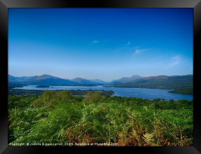 Loch Lomond islands & mountains from Inch Cailloch Framed Print by yvonne & paul carroll