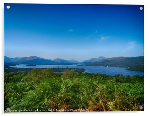 Loch Lomond islands & mountains from Inch Cailloch Acrylic by yvonne & paul carroll