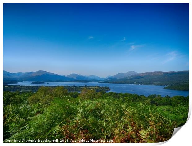 Loch Lomond islands & mountains from Inch Cailloch Print by yvonne & paul carroll