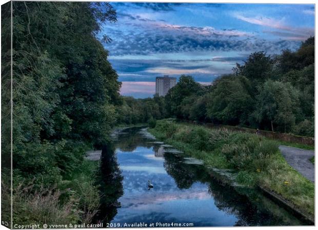 Forth & Clyde canal at dusk from Kelvindale Canvas Print by yvonne & paul carroll