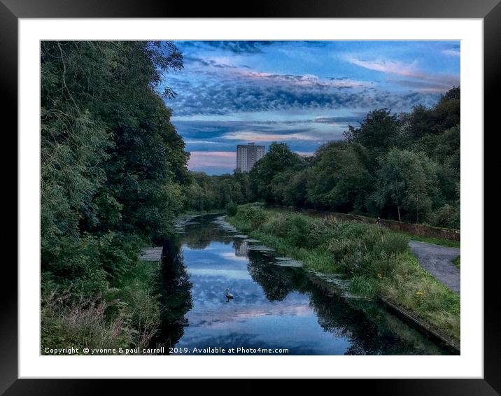 Forth & Clyde canal at dusk from Kelvindale Framed Mounted Print by yvonne & paul carroll