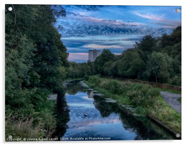Forth & Clyde canal at dusk from Kelvindale Acrylic by yvonne & paul carroll