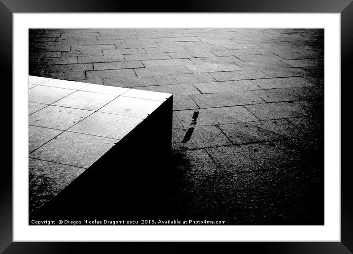 Street pavement and concrete block artistic black  Framed Mounted Print by Dragos Nicolae Dragomirescu