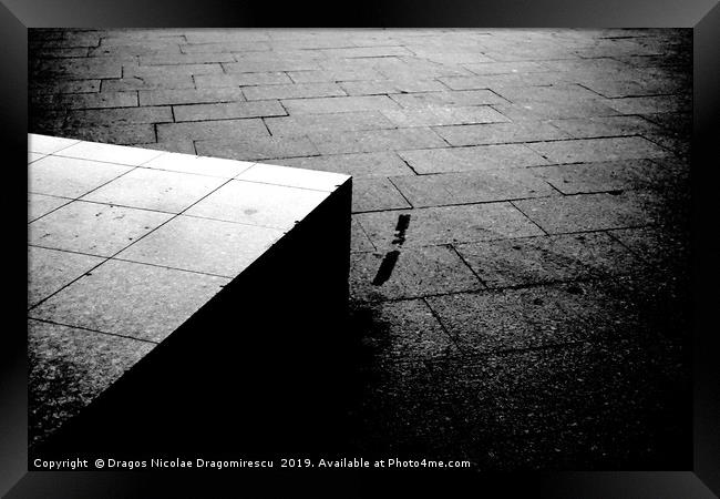 Street pavement and concrete block artistic black  Framed Print by Dragos Nicolae Dragomirescu