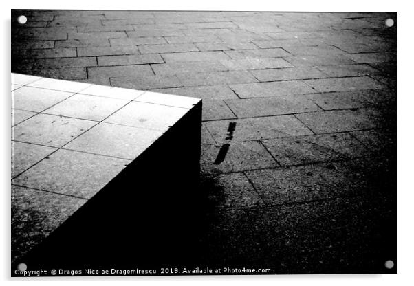 Street pavement and concrete block artistic black  Acrylic by Dragos Nicolae Dragomirescu