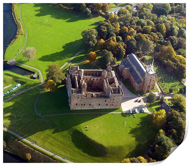 Linlithgow Palace from the air Print by Mark Malaczynski