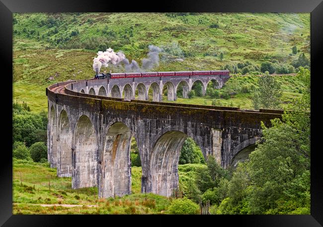 The Jacobite Steam train on the Glenfinnan Viaduct Framed Print by Derek Beattie