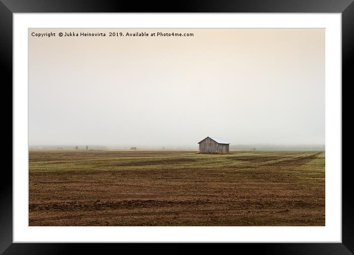 Mist Over The Empty Fields Framed Mounted Print by Jukka Heinovirta