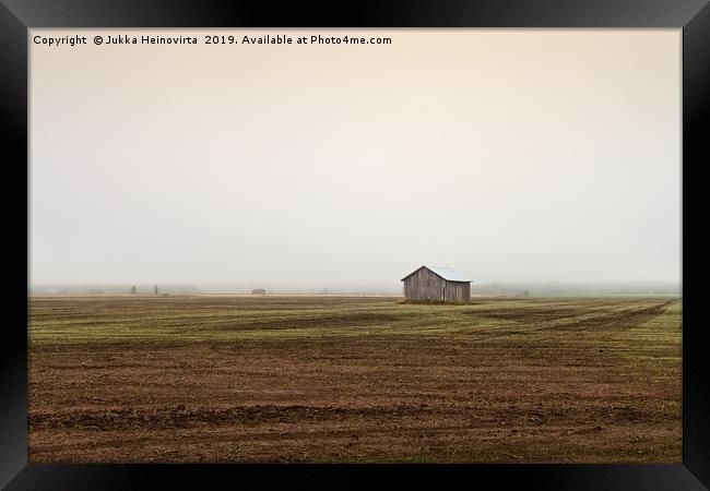 Mist Over The Empty Fields Framed Print by Jukka Heinovirta