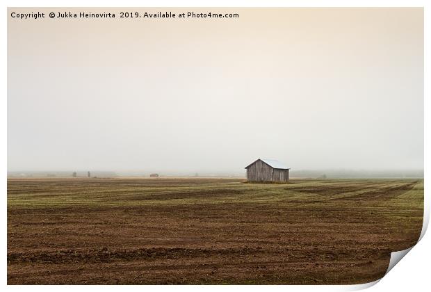 Mist Over The Empty Fields Print by Jukka Heinovirta