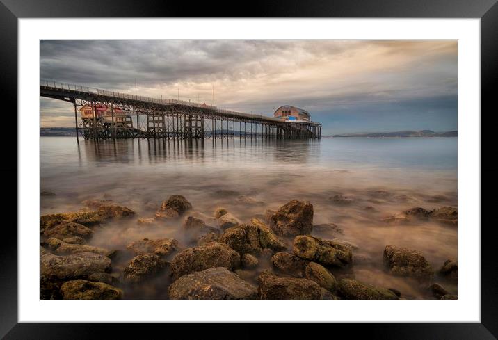 Dusk at Mumbles Pier Framed Mounted Print by Leighton Collins