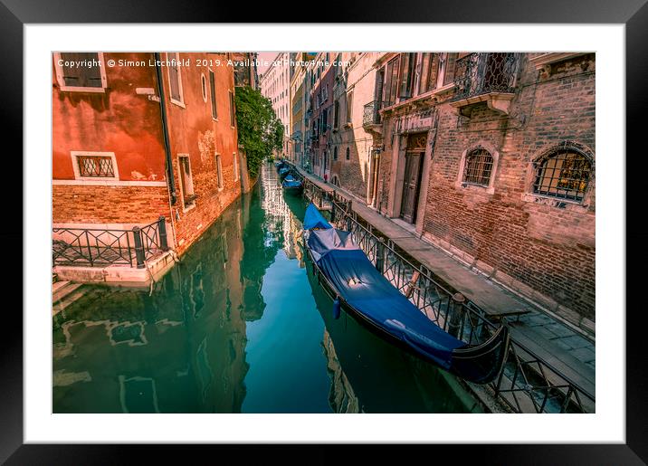 Venice Canals Framed Mounted Print by Simon Litchfield