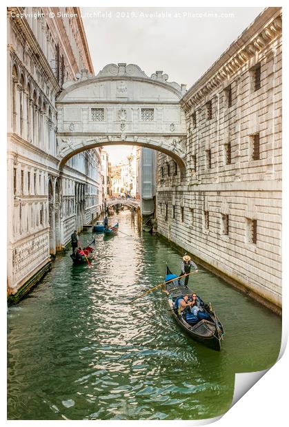 Venice Bridge of Sighs Print by Simon Litchfield