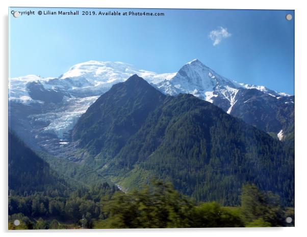 Mont Blanc-Chamonix.  Acrylic by Lilian Marshall