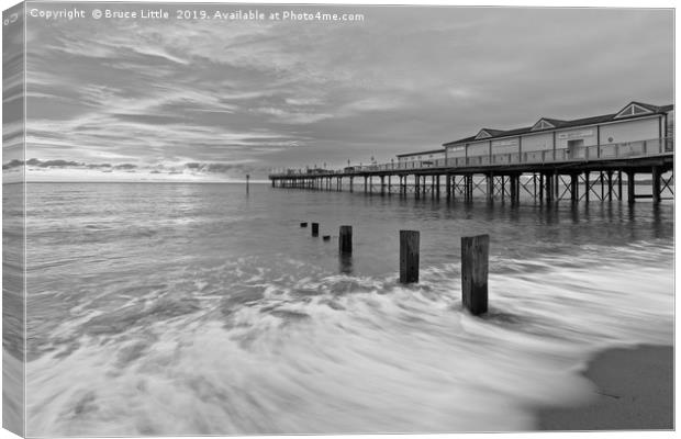 Monochromatic Sunrise over Teignmouth Pier Canvas Print by Bruce Little