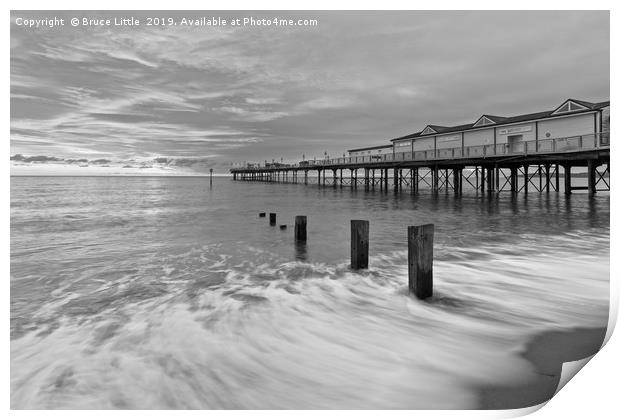 Monochromatic Sunrise over Teignmouth Pier Print by Bruce Little