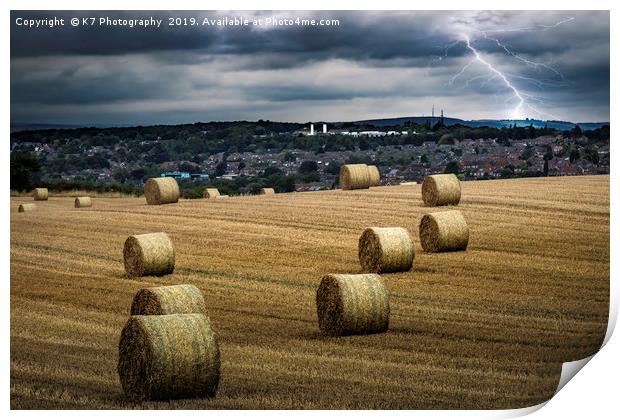 Lightning over Royds Moor, Rotherham. Print by K7 Photography