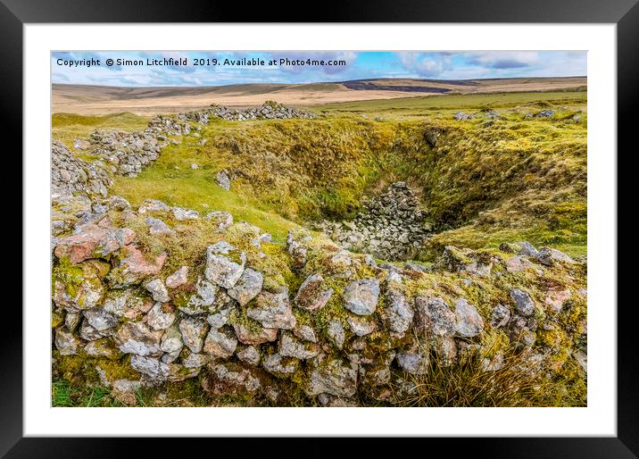 Dartmoor National Park Whiteworks Abandoned Tin Mi Framed Mounted Print by Simon Litchfield