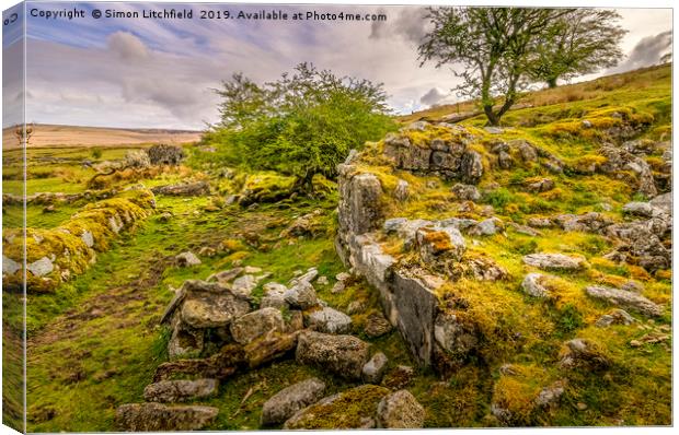 Dartmoor National Park Whiteworks Abandoned Tin Mi Canvas Print by Simon Litchfield