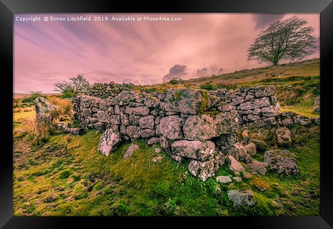 Dartmoor National Park Whiteworks Abandoned Tin Mi Framed Print by Simon Litchfield