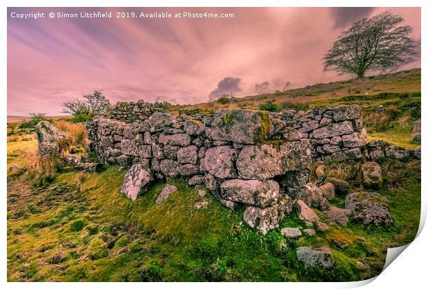 Dartmoor National Park Whiteworks Abandoned Tin Mi Print by Simon Litchfield