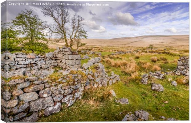 Dartmoor National Park Whiteworks Abandoned Tin Mi Canvas Print by Simon Litchfield