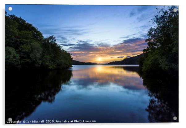 Llyn Padarn Sunset Acrylic by Ian Mitchell