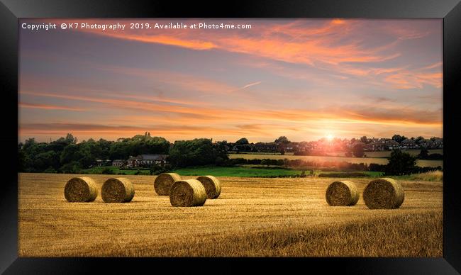 Harvest Sunset in Rotherham, South Yorkshire Framed Print by K7 Photography