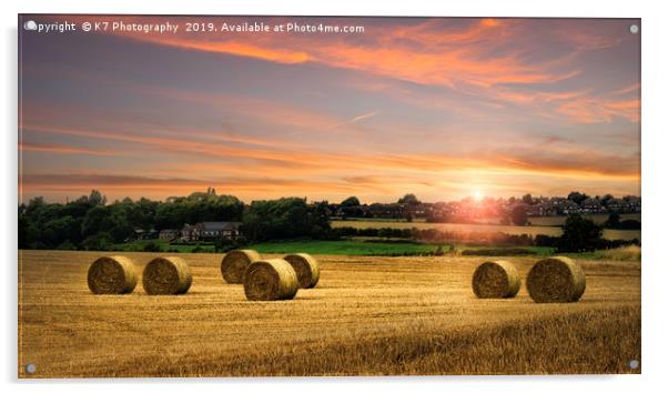 Harvest Sunset in Rotherham, South Yorkshire Acrylic by K7 Photography