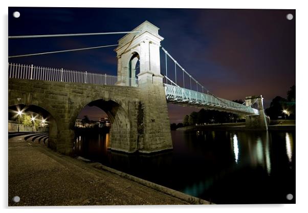 Wilford Suspension Bridge, Embankment, Nottingham Acrylic by Jules Taylor