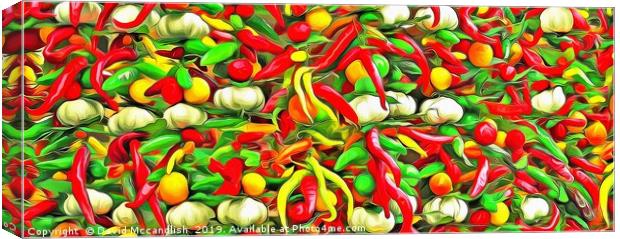 Chillies and Garlic Canvas Print by David Mccandlish
