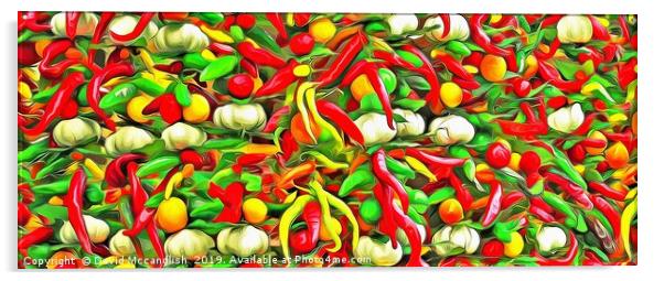 Chillies and Garlic Acrylic by David Mccandlish