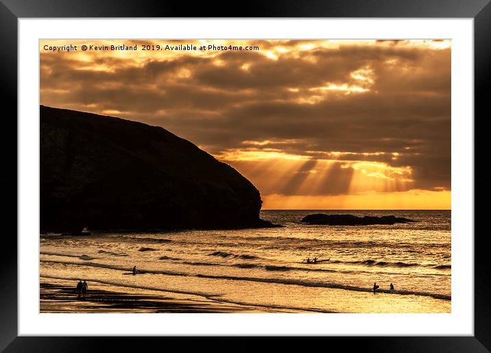 sunset sea cornwall Framed Mounted Print by Kevin Britland