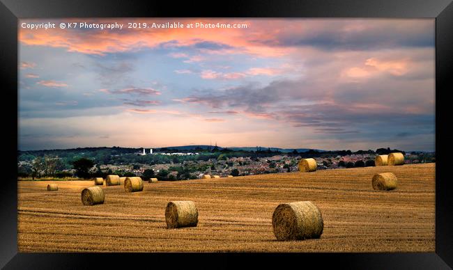 Straw Bales in Rotherham, South Yorkshire. Framed Print by K7 Photography