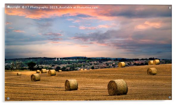 Straw Bales in Rotherham, South Yorkshire. Acrylic by K7 Photography