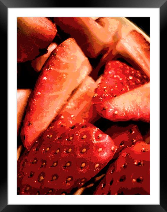 funky strawberry Framed Mounted Print by Heather Newton