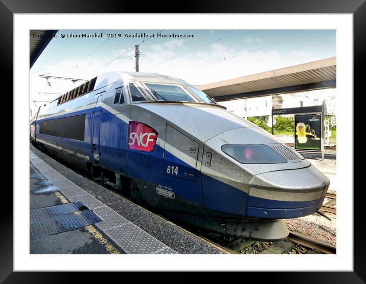 SNCF High Speed Train TGV. Framed Mounted Print by Lilian Marshall