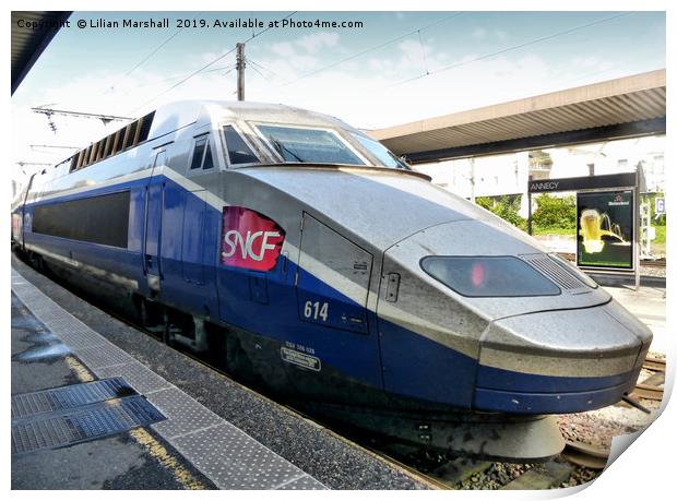 SNCF High Speed Train TGV. Print by Lilian Marshall