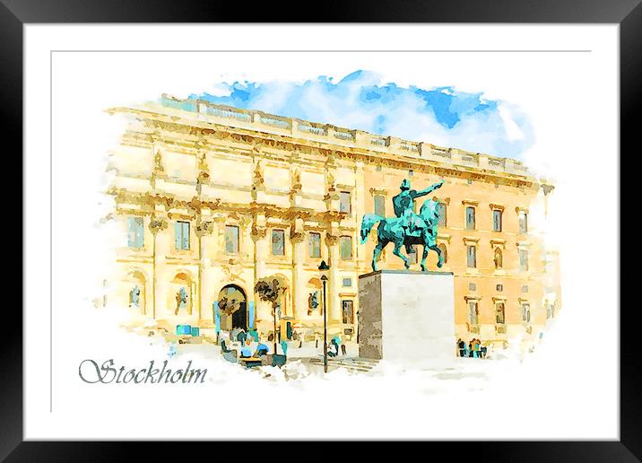 The Royal Palace in Stockholm Framed Mounted Print by Wdnet Studio