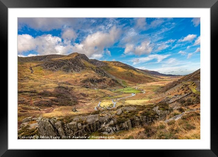 Nant Ffrancon Valley Wales Framed Mounted Print by Adrian Evans