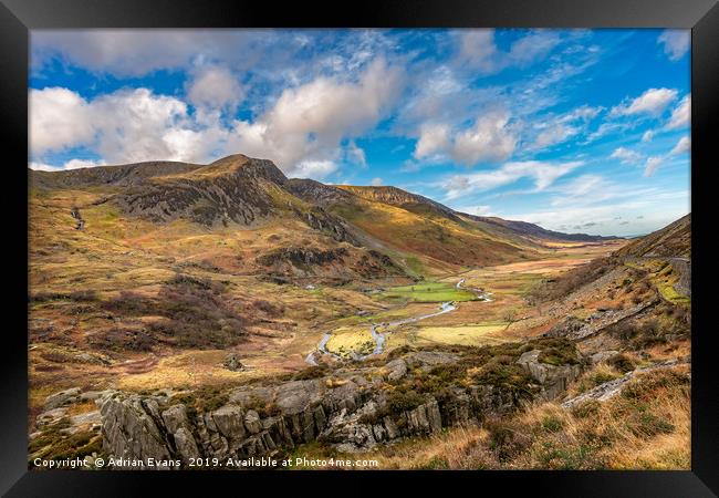 Nant Ffrancon Valley Wales Framed Print by Adrian Evans