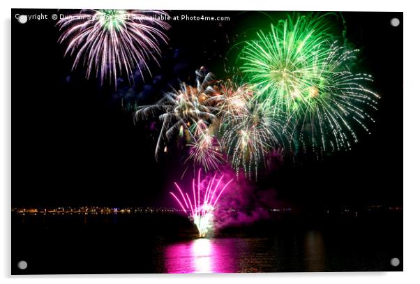 Weymouth bank holiday fireworks Acrylic by Duncan Savidge