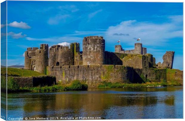 A Fortress in Caerphilly Canvas Print by Jane Metters
