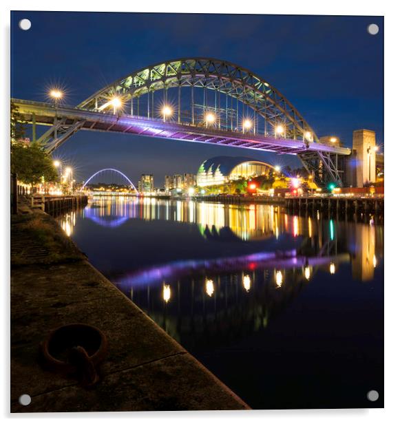 Tyne Bridge Dusk Acrylic by Paul Appleby